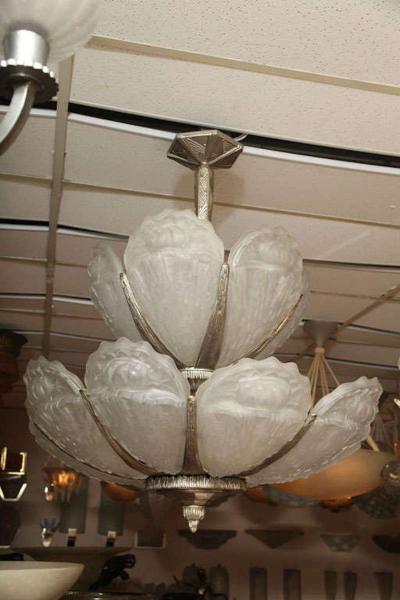  Val St Lambert Val Saint Lambert Impressive Art Deco Chandelier by Val Saint Lambert