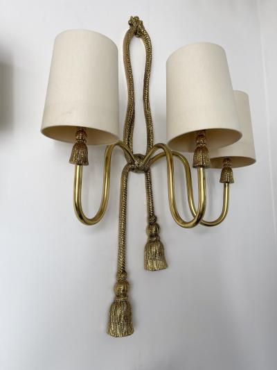  Valenti Spain Pair of Gilt Bronze and Brass Knot Sconces by Valenti Spain 1980s