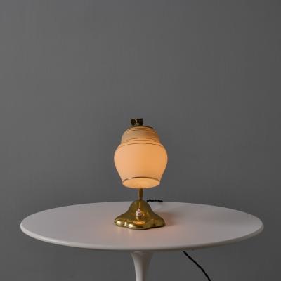  Valinte OY 1950s Glass and Brass Table Lamp in the Manner of Paavo Tynell for Valinte Oy