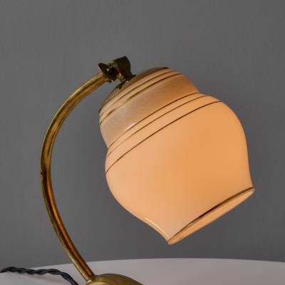  Valinte OY 1950s Glass and Brass Table Lamp in the Manner of Paavo Tynell for Valinte Oy