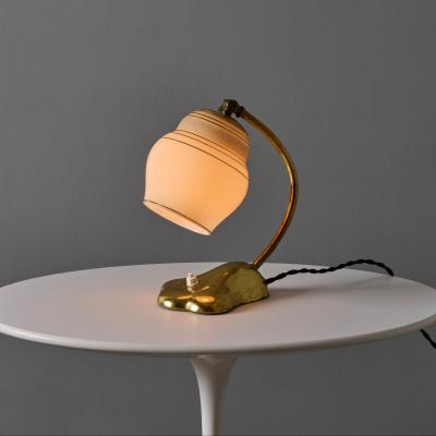  Valinte OY 1950s Glass and Brass Table Lamp in the Manner of Paavo Tynell for Valinte Oy