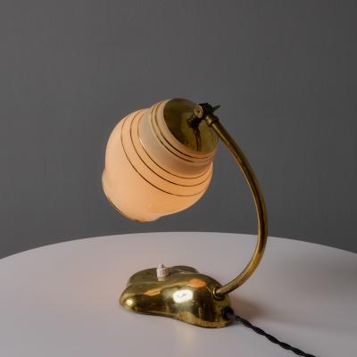  Valinte OY 1950s Glass and Brass Table Lamp in the Manner of Paavo Tynell for Valinte Oy