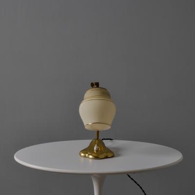  Valinte OY 1950s Glass and Brass Table Lamp in the Manner of Paavo Tynell for Valinte Oy