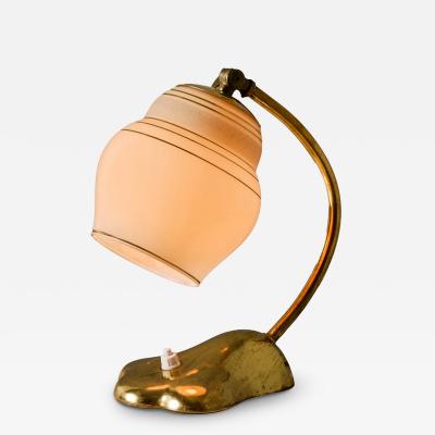  Valinte OY 1950s Glass and Brass Table Lamp in the Manner of Paavo Tynell for Valinte Oy
