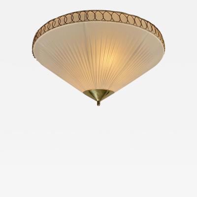  Valinte OY Finnish Design Flush Mount Model 1241 in Brass Synthetic Textile Valinte 1950