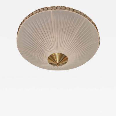  Valinte OY Finnish Design Flush Mount Model 1241 in Brass Synthetic Textile Valinte 1950