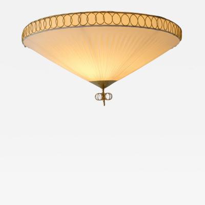  Valinte OY Finnish Design Flush Mount Model 1241 in Brass Synthetic Textile Valinte 1950