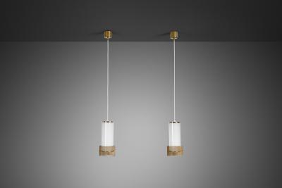  Valinte OY Pair of Opal Glass and Metal Lamps for Valinte Oy Attr Finland Mid 20th C