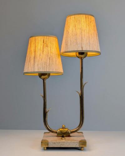  Valinte OY Rare Organic Table Lamp Model 2430 2 in Brass Marble Valinte Finland 1950s
