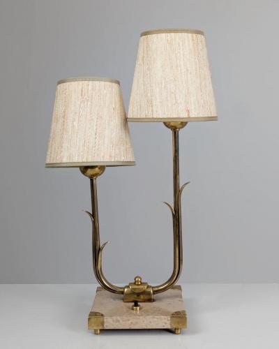  Valinte OY Rare Organic Table Lamp Model 2430 2 in Brass Marble Valinte Finland 1950s