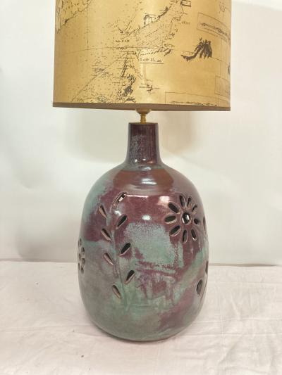  Vallauris 1970s Huge studio pottery lamp from Vallauris