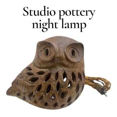  Vallauris 1970s Studio pottery Vallauris ceramic owl night lamp