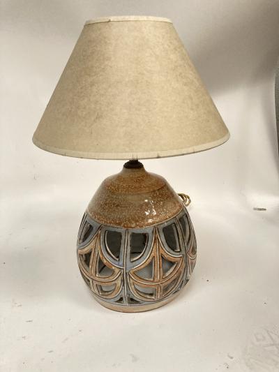  Vallauris 1970s Studio pottery ceramic lamp signed Vallauris