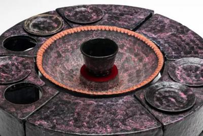 Vallauris AM Vallauris Ceramic Round Stools and Coffee Table France 1960s