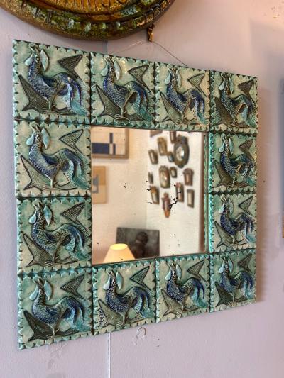  Vallauris Ceramic mirror Fernande Massart France Vallauris 1960s
