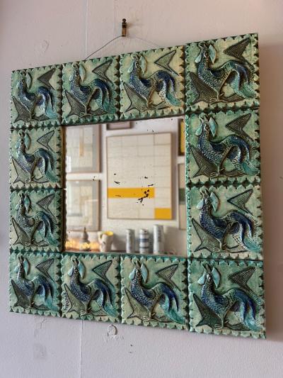  Vallauris Ceramic mirror Fernande Massart France Vallauris 1960s