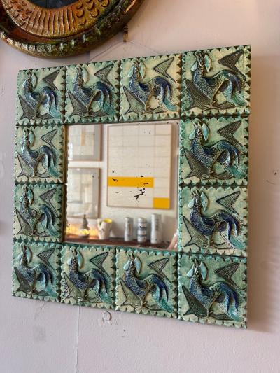  Vallauris Ceramic mirror Fernande Massart France Vallauris 1960s