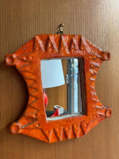  Vallauris Ceramic mirror by Herl Vallauris France 1960s