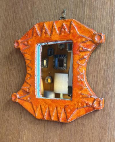  Vallauris Ceramic mirror by Herl Vallauris France 1960s