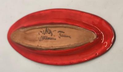  Vallauris Large French Midcentury Oval Red Ceramic Serving Platter by Voltz Vallauris