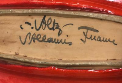  Vallauris Large French Midcentury Oval Red Ceramic Serving Platter by Voltz Vallauris
