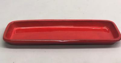  Vallauris Large French Midcentury Rectangular Red Ceramic Serving Platter Voltz Vallauris