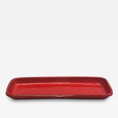  Vallauris Large French Midcentury Rectangular Red Ceramic Serving Platter Voltz Vallauris