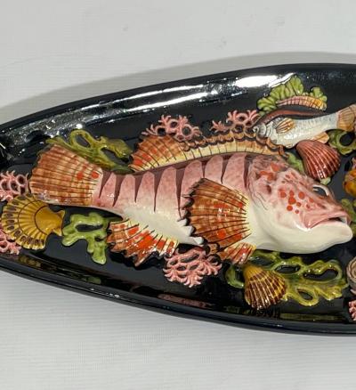  Vallauris Majolica dish decorated with sea animals Poterie de Vallauris France circa 1960