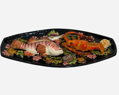  Vallauris Majolica dish decorated with sea animals Poterie de Vallauris France circa 1960