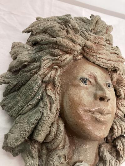  Vallauris One of a kind ceramic head wall sculpture