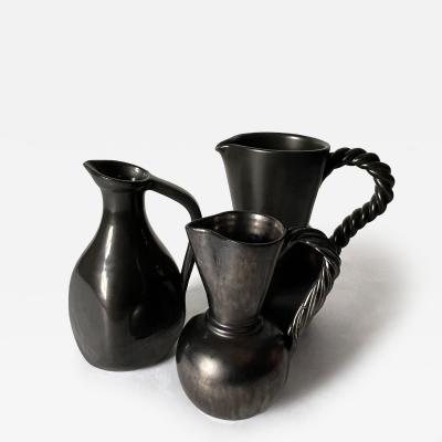  Vallauris Set of 3 French Mid century pitchers Accolay and Vallauris