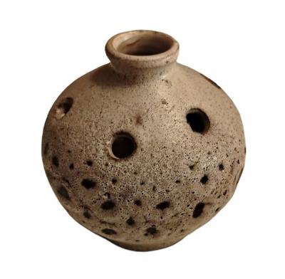  Vallauris Vallauris Mid Century Flower Frog Sea Foam Crater Glaze 11cm