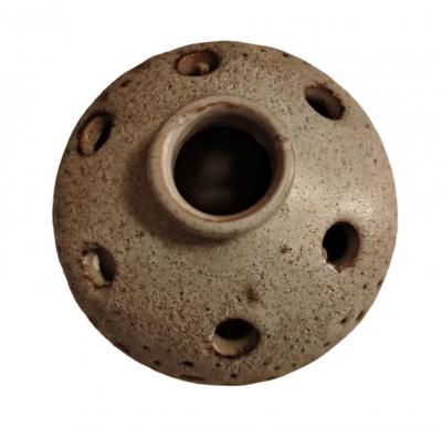  Vallauris Vallauris Mid Century Flower Frog Sea Foam Crater Glaze 11cm
