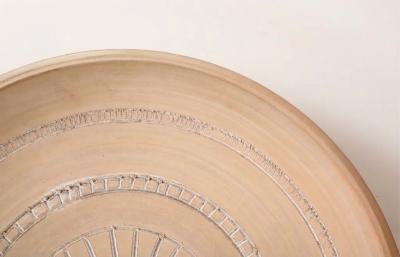  Vallauris Very Large Light Matte Clay Terra Cotta Sun Platter France 1950 signed