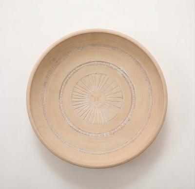  Vallauris Very Large Light Matte Clay Terra Cotta Sun Platter France 1950 signed