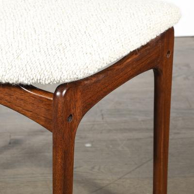  Vamdrup Stolefabrik Mid Century Sculptural Walnut Stool in Holly Hunt Boucl Vamdrup Stolefabrik