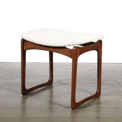  Vamdrup Stolefabrik Mid Century Sculptural Walnut Stool in Holly Hunt Boucl Vamdrup Stolefabrik