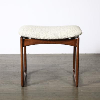  Vamdrup Stolefabrik Mid Century Sculptural Walnut Stool in Holly Hunt Boucl Vamdrup Stolefabrik