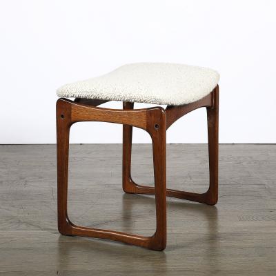  Vamdrup Stolefabrik Mid Century Sculptural Walnut Stool in Holly Hunt Boucl Vamdrup Stolefabrik