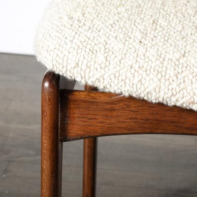  Vamdrup Stolefabrik Mid Century Sculptural Walnut Stool in Holly Hunt Boucl Vamdrup Stolefabrik