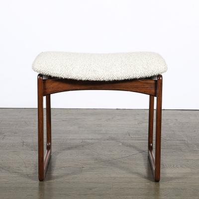  Vamdrup Stolefabrik Mid Century Sculptural Walnut Stool in Holly Hunt Boucl Vamdrup Stolefabrik