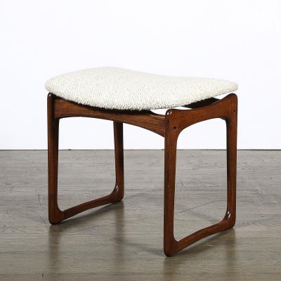  Vamdrup Stolefabrik Mid Century Sculptural Walnut Stool in Holly Hunt Boucl Vamdrup Stolefabrik