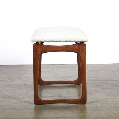  Vamdrup Stolefabrik Mid Century Sculptural Walnut Stool in Holly Hunt Boucl Vamdrup Stolefabrik