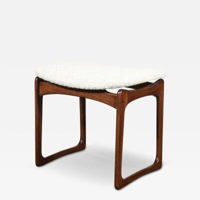  Vamdrup Stolefabrik Mid Century Sculptural Walnut Stool in Holly Hunt Boucl Vamdrup Stolefabrik