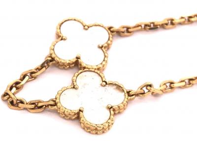  Van Cleef Arpels 2 Van Cleef Arpels 18Kt Yellow Gold Vintage Alhambra Necklaces Mother of Pearl