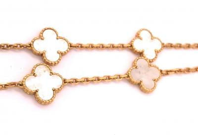  Van Cleef Arpels 2 Van Cleef Arpels 18Kt Yellow Gold Vintage Alhambra Necklaces Mother of Pearl