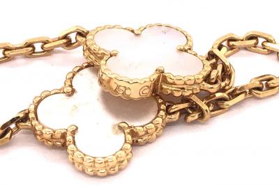 Van Cleef Arpels 2 Van Cleef Arpels 18Kt Yellow Gold Vintage Alhambra Necklaces Mother of Pearl