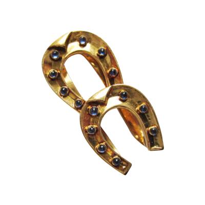  Van Cleef Arpels GOLD AND SAPPHIRE LUCKY HORSESHOE MONEY CLIP OR TIE CLIP