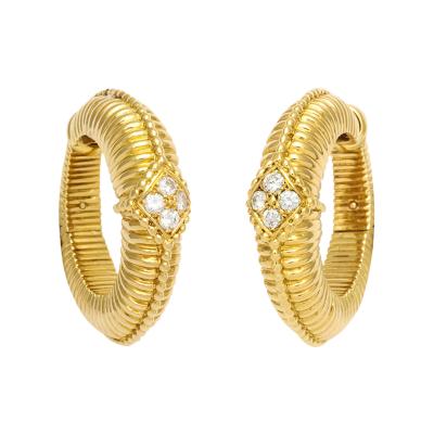  Van Cleef Arpels Gold Diamond Hoop Earrings by Van Cleef Arpels