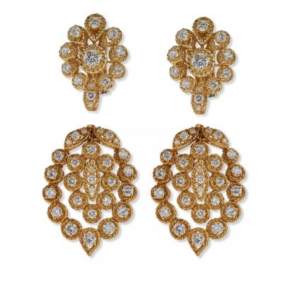  Van Cleef Arpels Indian inspired Convertible Diamond Necklace and Pendant Earrings